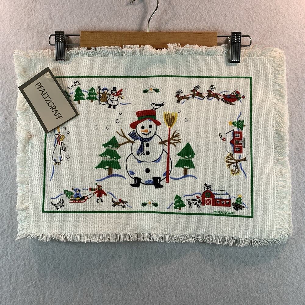 Pfatzgraff 1992 Christmas Placemats Set of‎ 2 Snow Village 16095 USA Made